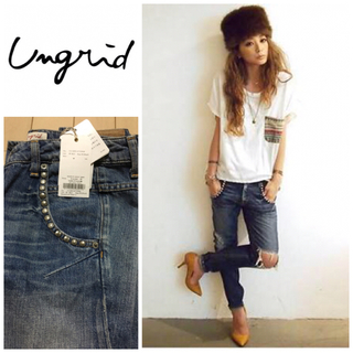 アングリッド(Ungrid)の新品タグ付♡スタッズサルエルデニム25(デニム/ジーンズ)