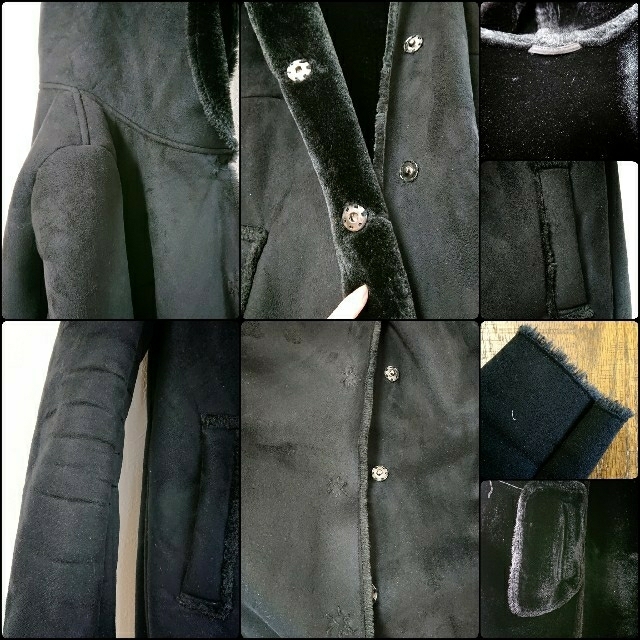LUCA(ルカ)のLUCA/LADY LUCK LUCA フェイクムートンコート ブラック レディースのジャケット/アウター(ロングコート)の商品写真