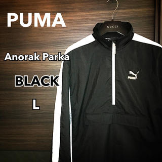 プーマ(PUMA)の【新品タグ付き】PUMA アノラックジャケット BLACK／L【人気バッグロゴ】(ナイロンジャケット)