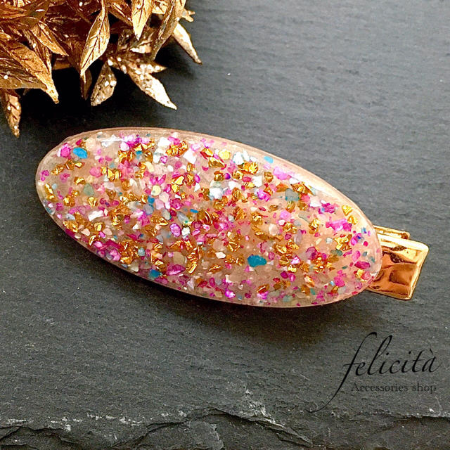 720】レジン 少し訳あり ヘアクリップ ハンドメイド - ヘアピン