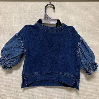 マーキーズ(MARKEY'S)の【美品】袖切替 インディゴ トレーナー デニム地 90cm マーキーズ(Tシャツ/カットソー)