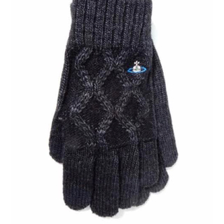ヴィヴィアンウエストウッド(Vivienne Westwood)の美品【Vivienne】メンズ  ニット手袋 グレー×ブラック(手袋)