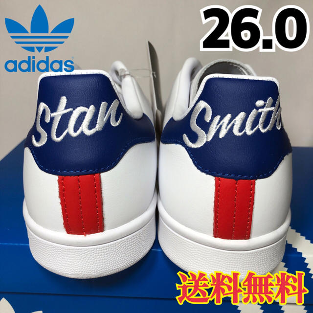 adidas(アディダス)の【新品】アディダス スタンスミス スニーカー ホワイト ブルー レッド 26.0 メンズの靴/シューズ(スニーカー)の商品写真