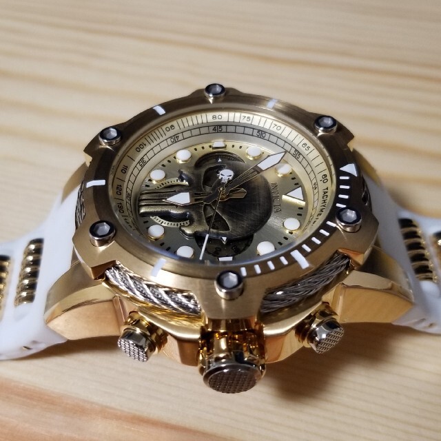 Invicta 51mm マーベル パニッシャー ボルト ゴールド&ホワイト 腕時計(アナログ)