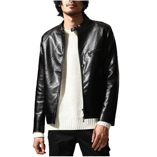 【新品】PUレザーシングルライダース 黒Mサイズ メンズのジャケット/アウター(ライダースジャケット)の商品写真
