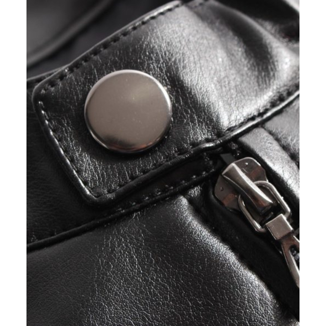 【新品】PUレザーシングルライダース 黒Mサイズ メンズのジャケット/アウター(ライダースジャケット)の商品写真