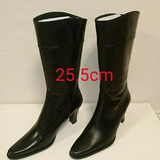 【新品】【未使用】本革 日本製 ブーツ 大きいサイズ 25.5cm レディース(ブーツ)