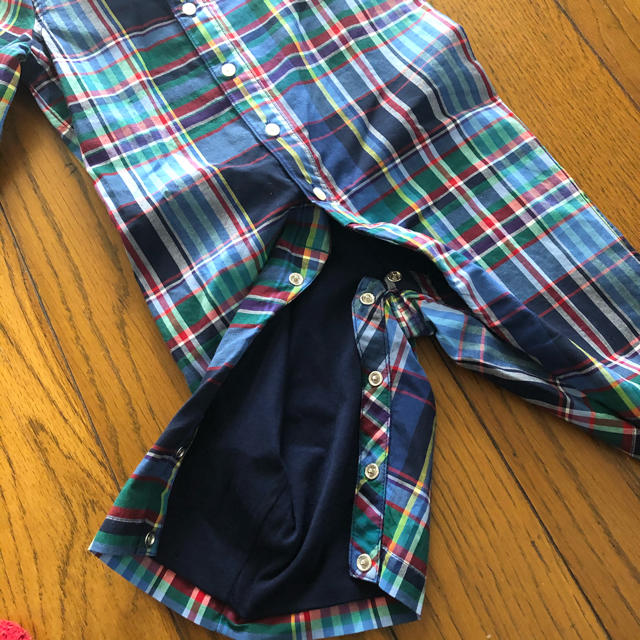 Ralph Lauren(ラルフローレン)の【専用】Ralph Lauren新品ベビー用裏地付きボタンダウンシャツロンパース キッズ/ベビー/マタニティのベビー服(~85cm)(ロンパース)の商品写真