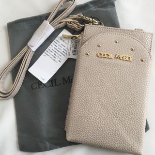 セシルマクビー(CECIL McBEE)の新品 セシルマクビー スマホポシェット ショルダースマホケース ベージュ(モバイルケース/カバー)