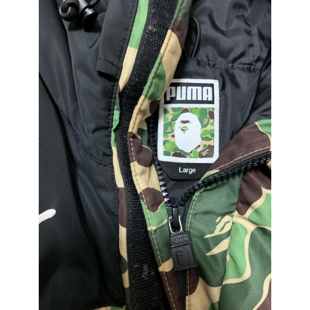 A BATHING APE(アベイシングエイプ)の超レアLサイズ！15AW  BAPE×PUMA ABCカモロングコート緑 メンズのジャケット/アウター(ミリタリージャケット)の商品写真