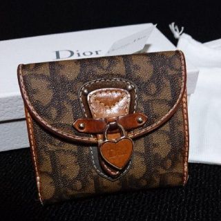 24時間発送 箱付き Dior 折り財布 ネイビー　トロッター　キャンバスレザー