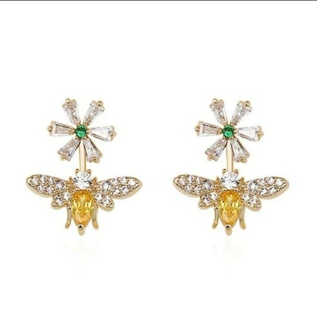 Drawer(ドゥロワー)のシルバー925  蜂🐝 × Flower ピアス レディースのアクセサリー(ピアス)の商品写真