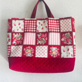 マチ10cm❣️レッスンバッグ⭐︎ベリーコットン★red(バッグ/レッスンバッグ)