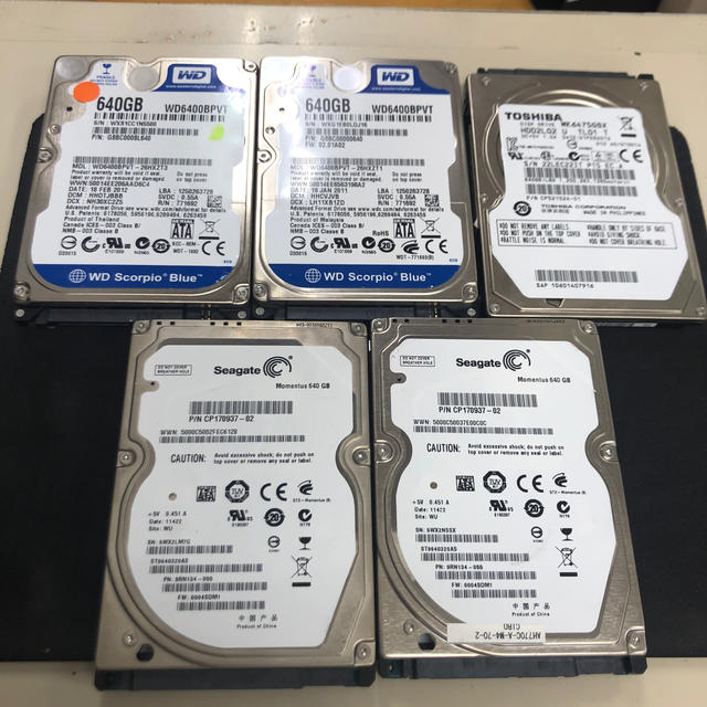 HDD5個まとめ売り！640GB