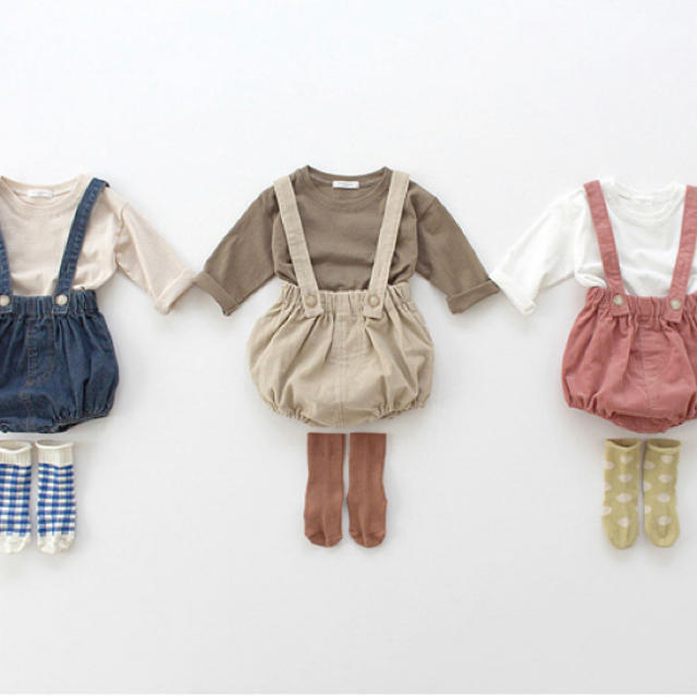 babyGAP(ベビーギャップ)のベージュ コーデュロイ ブルマ ロンＴセットアップ キッズ/ベビー/マタニティのベビー服(~85cm)(Ｔシャツ)の商品写真