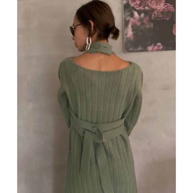 Ameri VINTAGE(アメリヴィンテージ)のUNDRESSED TAPE BUSTIER RIB LONG KNIT レディースのワンピース(ロングワンピース/マキシワンピース)の商品写真