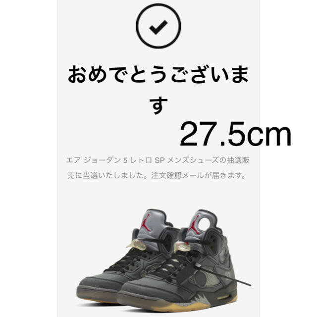 NIKE(ナイキ)のOFF-WHITE x NIKE AIR JORDAN 5  27.5 メンズの靴/シューズ(スニーカー)の商品写真