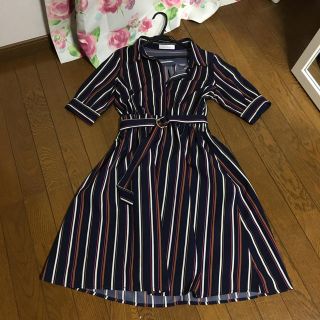 セシルマクビー(CECIL McBEE)のストライプ柄ワンピース レトロ(ひざ丈ワンピース)