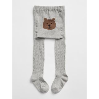 ベビーギャップ(babyGAP)の新品未使用babygap ケーブルニットくまさんタイツグレー(靴下/タイツ)