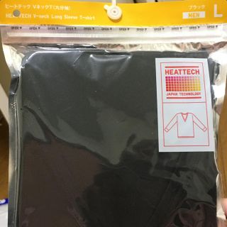 ユニクロ(UNIQLO)のユニクロ ヒートテック VネックT（9分袖） L ブラックMEN  (Tシャツ/カットソー(七分/長袖))