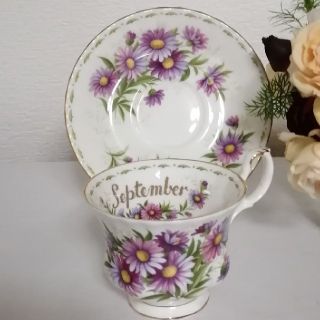 ロイヤルアルバート(ROYAL ALBERT)の美品♪ロイヤルアルバート　フラワー　オブ　ザ　マンス　9月　カップ＆ソーサー(グラス/カップ)