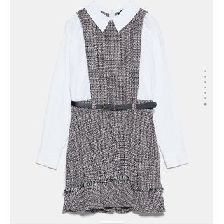 ザラ(ZARA)のZARA コンビ素材オーバーオール(ミニワンピース)