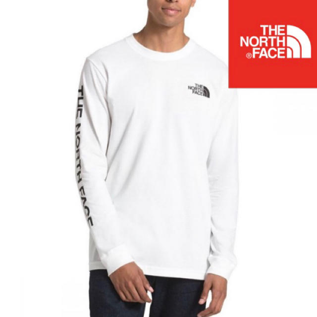 THE NORTH FACE(ザノースフェイス)のM 白 THE NORTH FACE 袖ロゴ ロンT ノースフェイス パーカー メンズのトップス(Tシャツ/カットソー(七分/長袖))の商品写真