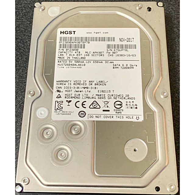 HGST 4TB 内蔵 3.5インチ HDD 7200RPM