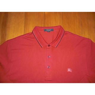 バーバリー(BURBERRY)の中古美品　バーバリーロンドン　長袖ポロシャツ　赤　Ｌ(ポロシャツ)