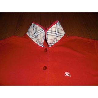 バーバリー(BURBERRY)の中古美品　バーバリー　ゴルフ　半袖ポロシャツ　赤　Ｍ(ポロシャツ)
