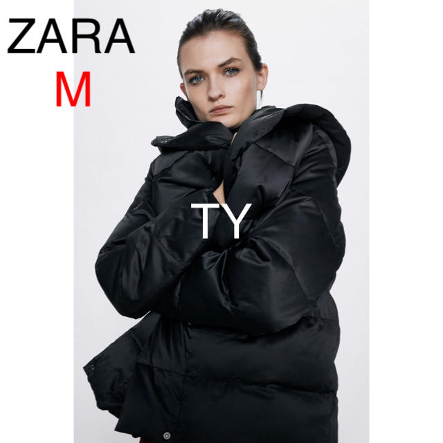 ZARA(ザラ)の完売品　ザラ　M　撥水加工　ダウン　コート　ジャケット　黒　フード　ファー　ボア レディースのジャケット/アウター(ダウンコート)の商品写真