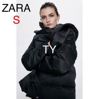 ザラ(ZARA)の完売品　ザラ　S　撥水加工　ダウン　コート　ジャケット　黒　フード　ファー　ボア(ダウンコート)