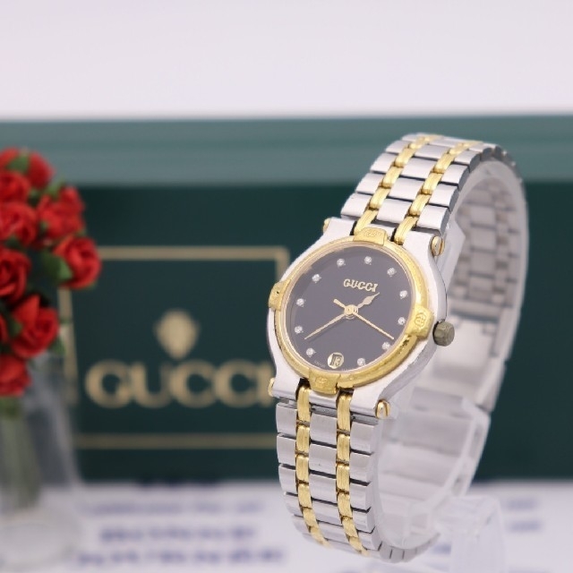 世界的に Gucci - 人気モデル ブラック 9000L/ダイヤ11P 正規品【新品電池】GUCCI 腕時計