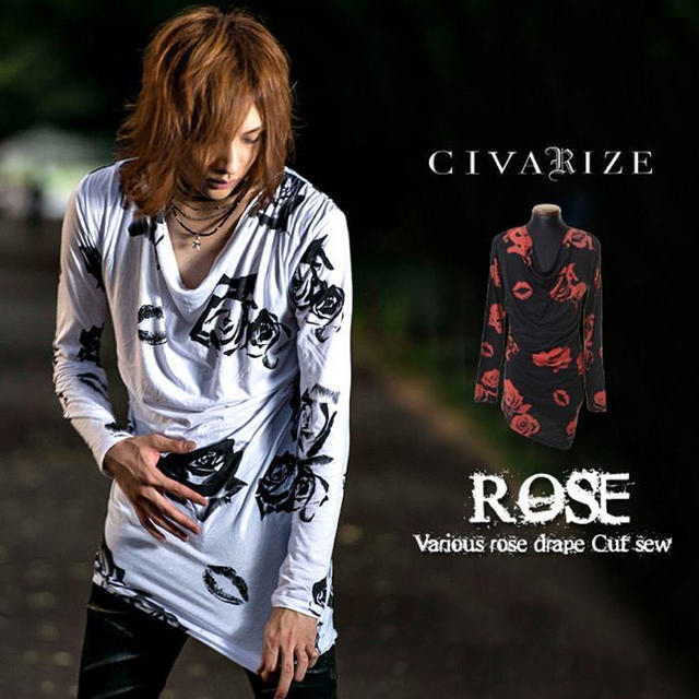 【CIVARIZE】 ドレープ 薔薇柄 Tシャツ メンズのトップス(Tシャツ/カットソー(七分/長袖))の商品写真