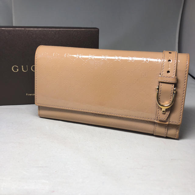 Gucci - GUCCI 二つ折り 長財布 エナメル ベルト マイクロGG シマの通販 by ☆GMI☆'s shop|グッチならラクマ