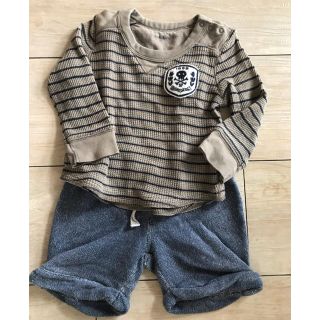 ベビーギャップ(babyGAP)のまこべこ様専用 メンズ黒T + babyGap ベビー 男の子 80 上下セット(シャツ/カットソー)