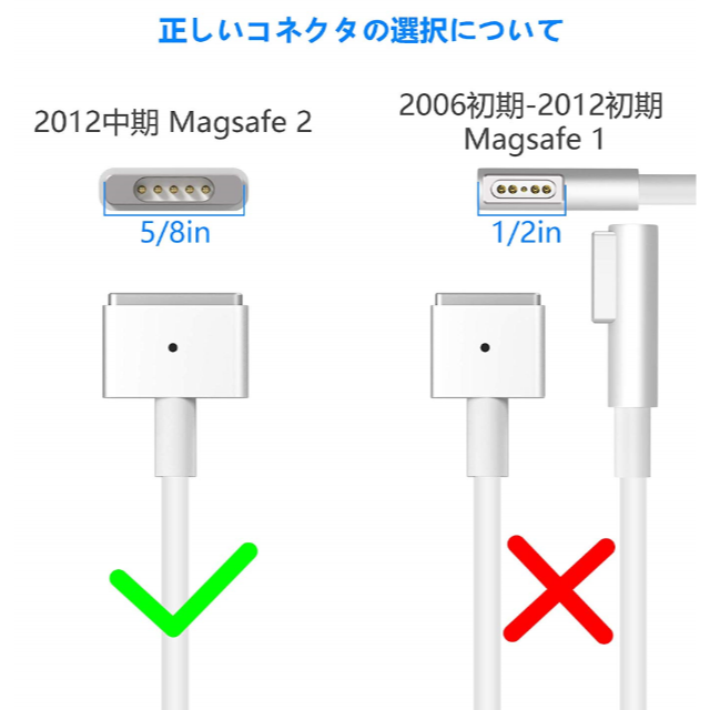 Macbook Pro 互換電源アダプタ 60W MagSafe 2 T型充電器 スマホ/家電/カメラのPC/タブレット(PC周辺機器)の商品写真