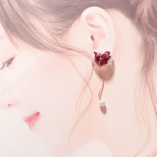 ハンドメイド♡ロマンティックローズパールピアス(ピアス)