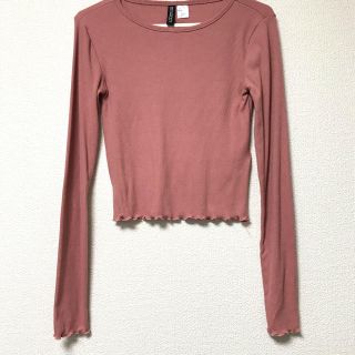 エイチアンドエム(H&M)のH&M ピンク タイトロンティー カットソー(カットソー(長袖/七分))