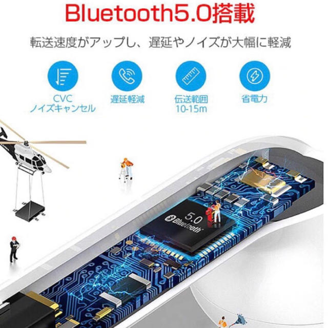 i11 TWS ワイヤレスイヤフォン　Bluetooth5.0 白 スマホ/家電/カメラのオーディオ機器(ヘッドフォン/イヤフォン)の商品写真