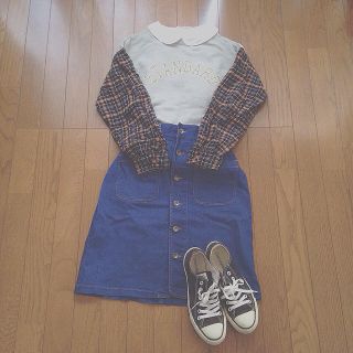 ダブルクローゼット(w closet)の♡ チェック 切り替え スウェット ♡(トレーナー/スウェット)