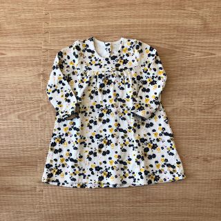 プチバトー(PETIT BATEAU)のプチバトー　イエロープリントワンピース(ワンピース)