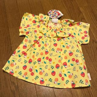 フタフタ(futafuta)のfutafuta 80 スモック シャツ チュニック 黄色 キティちゃん フリル(Ｔシャツ)