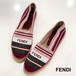 フェンディ(FENDI)の1366 美品 フェンディ ファブリック ロゴ エスパドリーユ(バレエシューズ)