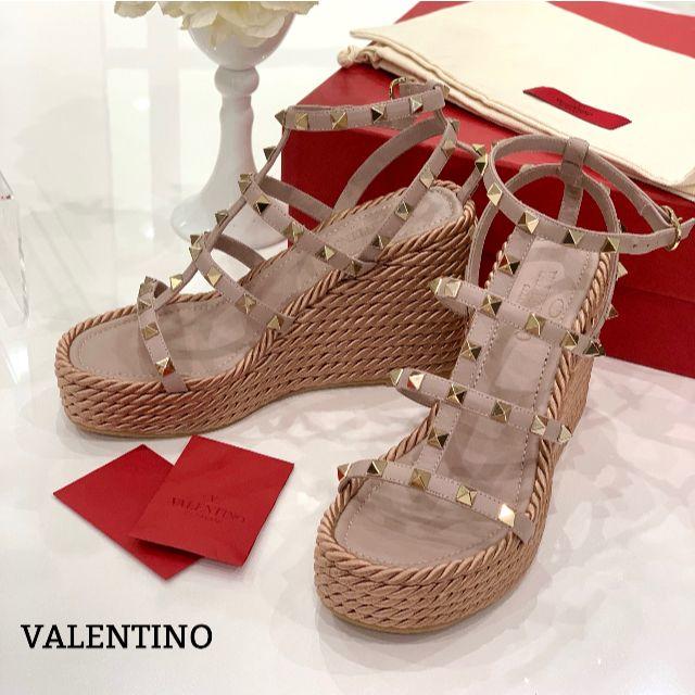 VALENTINO】ロックスタッズ ウェッジ エスパドリーユ サンダル