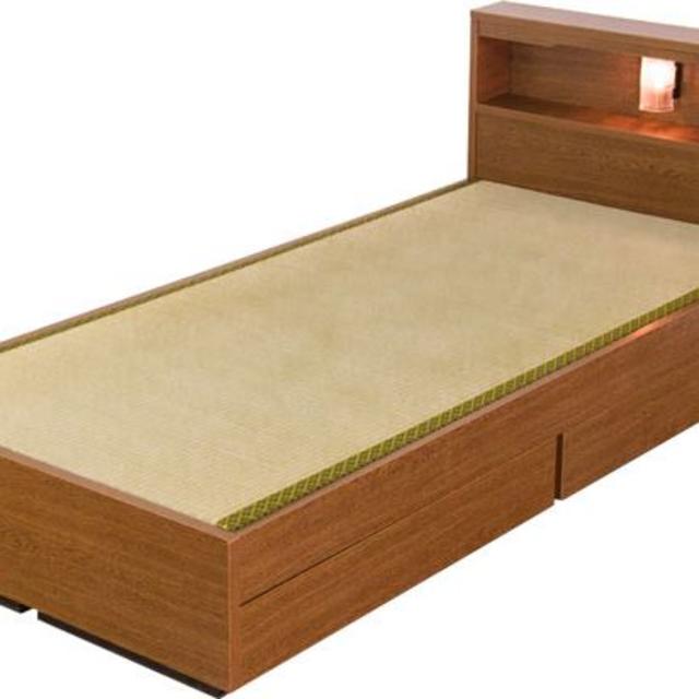 日本製 棚 照明 引出 コンセント付 畳ベッド シングルベッド タタミベッド
