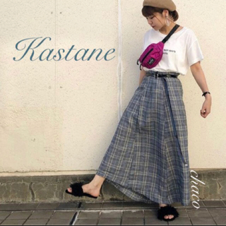 カスタネ(Kastane)の新品¥7020【Kastane】チェックアシメスカート ロングスカート(ロングスカート)