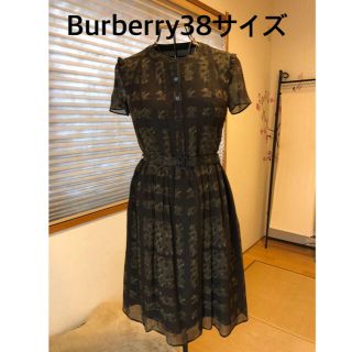 バーバリー(BURBERRY)の約10万超美品本物バーバリー上質シルクカモフラージュ柄チェックワンピースほか1点(ひざ丈ワンピース)