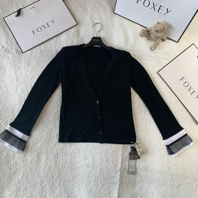 foxey new yoke フォクシー カーディガン 黒 38 - カーディガン