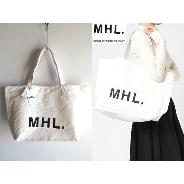 MARGARET HOWELL(マーガレットハウエル)の新品タグ付 MHL. 2018SS ロゴ キャンバストートバッグ 白 レディースのバッグ(トートバッグ)の商品写真